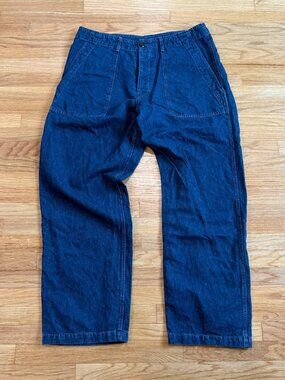 Imogene + Willie Linen & Cotton Blake Military Trouser Washed Indigo 36/31